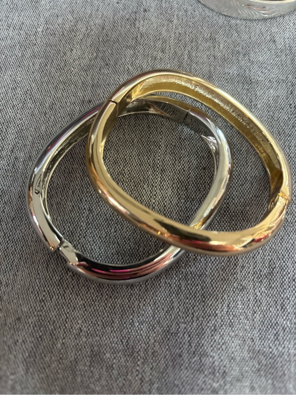 Gold And Silver Hinged Bangle Set - Classic Women's Jewelry